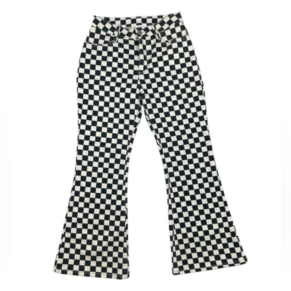 ** NOT FOR SALE **Lane 201 Black and White Checkered Flare Leg Jeans